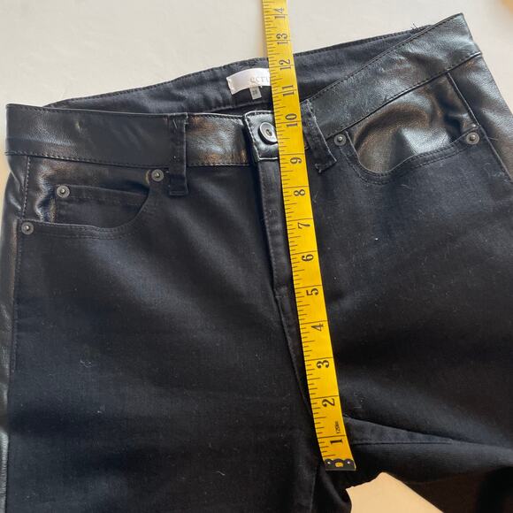 Ecru Los Feliz Black Denim & Faux Leather Jeans Womens Size 26 High Rise Skinny - Picture 10 of 11
